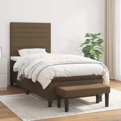 vidaXL Cama box spring con colchón tela marrón oscuro 80x200 cm