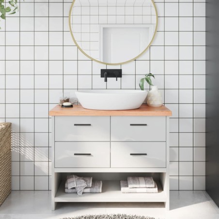 vidaXL Encimera baño madera maciza tratada marrón claro 100x30x(2-4)cm