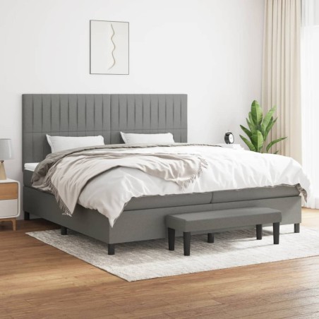 vidaXL Cama box spring con colchón tela gris oscuro 200x200 cm