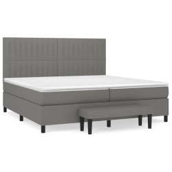 vidaXL Cama box spring con colchón tela gris oscuro 200x200 cm