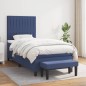 vidaXL Cama box spring con colchón tela azul 90x190 cm vidaXL Cama box spring con colchón tela azul 90x190 cm