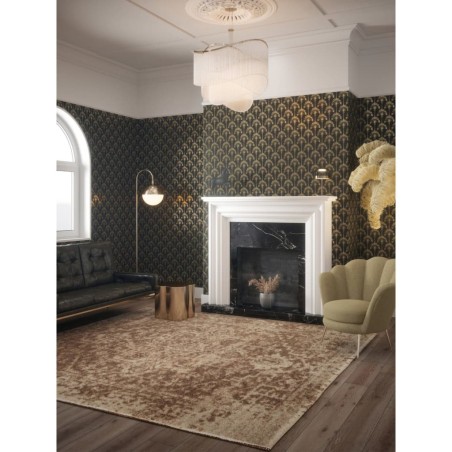 DUTCH WALLCOVERINGS Papel pintado Palm Palace negro y dorado