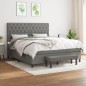 vidaXL Cama box spring con colchón tela gris oscuro 160x200 cm