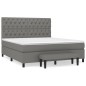 vidaXL Cama box spring con colchón tela gris oscuro 160x200 cm