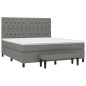 vidaXL Cama box spring con colchón tela gris oscuro 160x200 cm