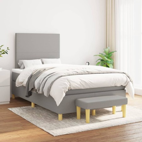 vidaXL Cama box spring con colchón tela gris claro 120x200 cm