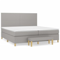 vidaXL Cama box spring con colchón tela gris claro 200x200 cm