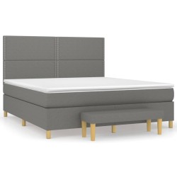 vidaXL Cama box spring con colchón tela gris oscuro 180x200 cm