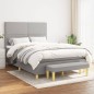 vidaXL Cama box spring con colchón tela gris claro 140x200 cm vidaXL Cama box spring con colchón tela gris claro 140x200 cm