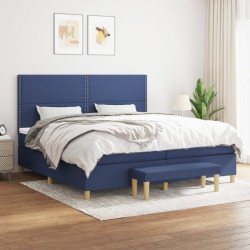 vidaXL Cama box spring con colchón tela azul 200x200 cm