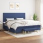 vidaXL Cama box spring con colchón tela azul 200x200 cm vidaXL Cama box spring con colchón tela azul 200x200 cm