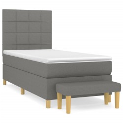 vidaXL Cama box spring con colchón tela gris oscuro 90x200 cm