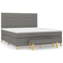 vidaXL Cama box spring con colchón tela gris oscuro 160x200 cm