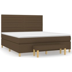 vidaXL Cama box spring con colchón tela marrón oscuro 160x200 cm