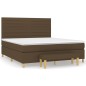 vidaXL Cama box spring con colchón tela marrón oscuro 160x200 cm