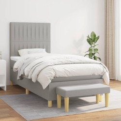 vidaXL Cama box spring con colchón tela gris claro 80x200 cm
