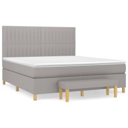 vidaXL Cama box spring con colchón tela gris claro 160x200 cm