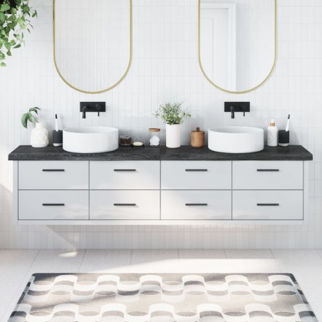 vidaXL Encimera baño madera maciza tratada gris oscuro 220x40x(2-6) cm