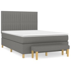 vidaXL Cama box spring con colchón tela gris oscuro 140x190 cm