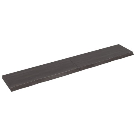 vidaXL Encimera baño madera maciza tratada gris oscuro 220x40x(2-6) cm