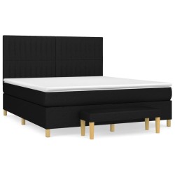 vidaXL Cama box spring con colchón tela negro 160x200 cm