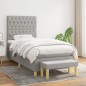 vidaXL Cama box spring con colchón tela gris claro 90x200 cm vidaXL Cama box spring con colchón tela gris claro 90x200 cm