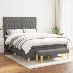 vidaXL Cama box spring con colchón tela gris oscuro 140x190 cm