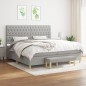 vidaXL Cama box spring con colchón tela gris claro 200x200 cm