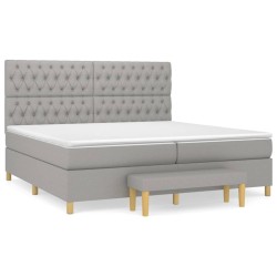 vidaXL Cama box spring con colchón tela gris claro 200x200 cm