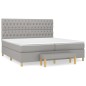 vidaXL Cama box spring con colchón tela gris claro 200x200 cm