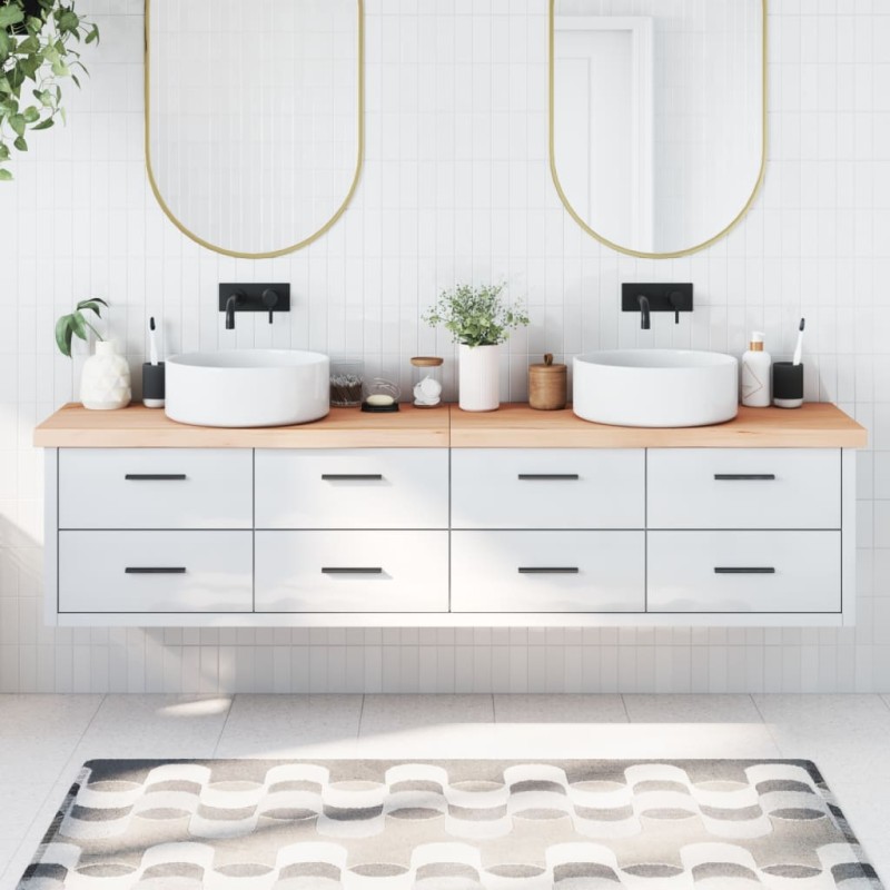 vidaXL Encimera de baño madera maciza sin tratar 220x30x(2-6) cm vidaXL Encimera de baño madera maciza sin tratar 220x30x(2-6) cm