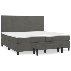 vidaXL Cama box spring con colchón terciopelo gris oscuro 200x200 cm