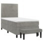 vidaXL Cama box spring con colchón terciopelo gris claro 100x200 cm vidaXL Cama box spring con colchón terciopelo gris claro 100x200 cm