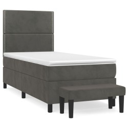 vidaXL Cama box spring con colchón terciopelo gris oscuro 80x200 cm