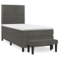 vidaXL Cama box spring con colchón terciopelo gris oscuro 80x200 cm vidaXL Cama box spring con colchón terciopelo gris oscuro 80x200 cm