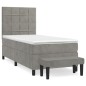 vidaXL Cama box spring con colchón terciopelo gris claro 90x190 cm vidaXL Cama box spring con colchón terciopelo gris claro 90x190 cm