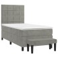 vidaXL Cama box spring con colchón terciopelo gris claro 90x190 cm vidaXL Cama box spring con colchón terciopelo gris claro 90x190 cm