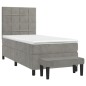 vidaXL Cama box spring con colchón terciopelo gris claro 80x200 cm vidaXL Cama box spring con colchón terciopelo gris claro 80x200 cm