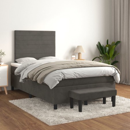 vidaXL Cama box spring con colchón terciopelo gris oscuro 120x200 cm