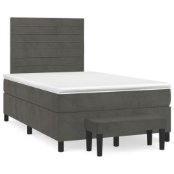 vidaXL Cama box spring con colchón terciopelo gris oscuro 120x200 cm