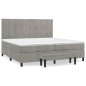 vidaXL Cama box spring con colchón terciopelo gris claro 200x200 cm vidaXL Cama box spring con colchón terciopelo gris claro 200x200 cm