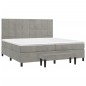vidaXL Cama box spring con colchón terciopelo gris claro 200x200 cm vidaXL Cama box spring con colchón terciopelo gris claro 200x200 cm