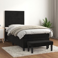 vidaXL Cama box spring con colchón terciopelo negro 100x200 cm