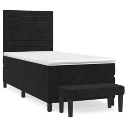 vidaXL Cama box spring con colchón terciopelo negro 100x200 cm