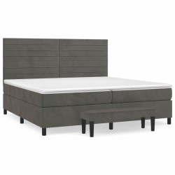 vidaXL Cama box spring con colchón terciopelo gris oscuro 200x200 cm