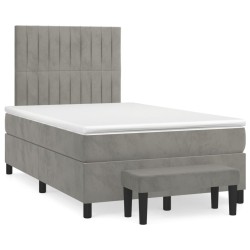 vidaXL Cama box spring con colchón terciopelo gris claro 120x200 cm