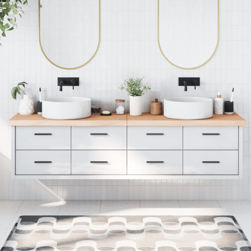 vidaXL Encimera de baño madera maciza sin tratar 200x60x(2-6) cm vidaXL Encimera de baño madera maciza sin tratar 200x60x(2-6) cm