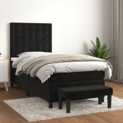 vidaXL Cama box spring con colchón terciopelo negro 100x200 cm