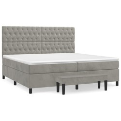 vidaXL Cama box spring con colchón terciopelo gris claro 200x200 cm