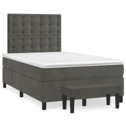 vidaXL Cama box spring con colchón terciopelo gris oscuro 120x200 cm